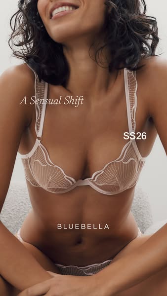 This ad features an image of a woman wearing a Bluebella bra and the headline 'A Sensual Shift'. It promotes Blu