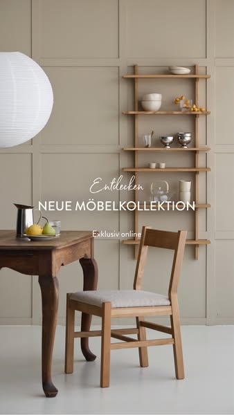This ad showcases a new collection of furniture that is available exclusively online.