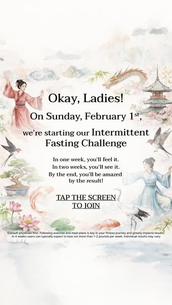 This image ad is promoting an intermittent fasting challenge for women, starting on February 1st. The ad features a wate
