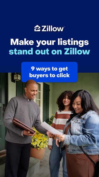 This image ad promotes Zillow with the aim of encouraging real estate agents to use the platform to make their listings 