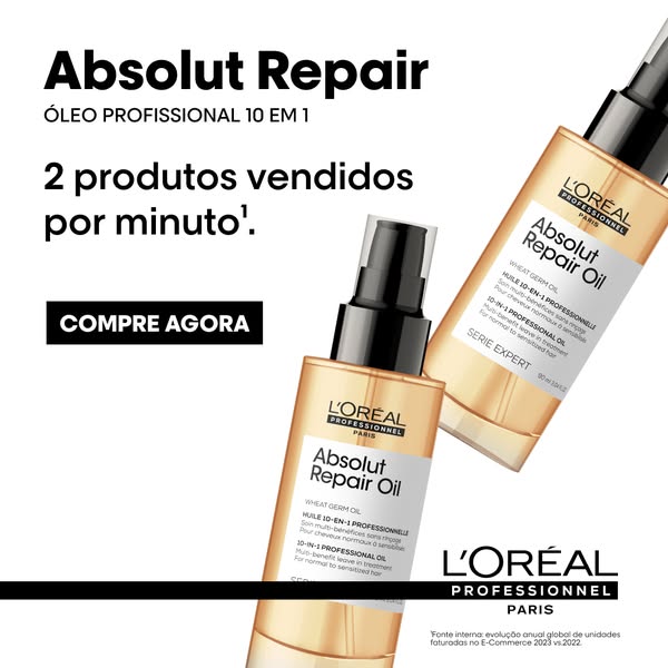 This image ad for L'Oréal Professionnel's Absolut Repair Oil emphasizes the product's efficacy and popularit