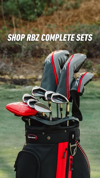 This ad showcases a complete set of RBZ golf clubs from TaylorMade, emphasizing the convenience and quality of the full 