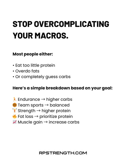 This ad simplifies macro tracking for weight loss and muscle gain by providing a quick guide to ratios.