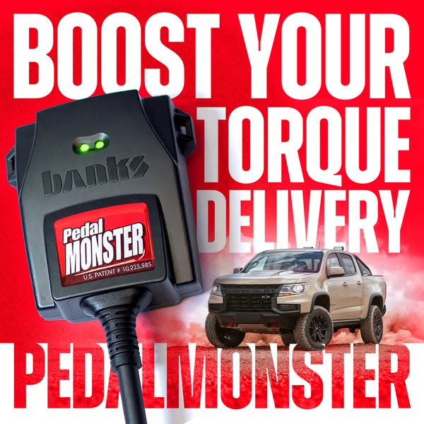 This image ad for Banks PedalMonster features the product prominently alongside a truck and text that highlights the pro
