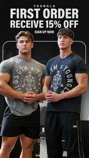 This ad by YoungLA promotes a 15% discount on the first order for new customers who sign up.