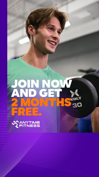 This ad promotes Anytime Fitness and offers two free months with a new membership.
