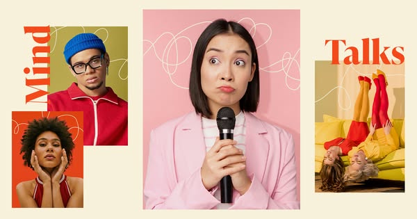 The image is an ad for Mind Talks, a company or organization focused on mental wellness and discussions. The ad features