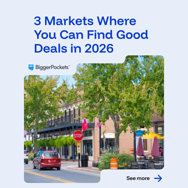 This ad from BiggerPockets promotes an article about real estate investment opportunities in 3 markets in 2026. The ad f