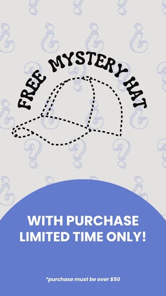 This ad promotes an offer for a free mystery hat with a purchase over $50 for a limited time only.