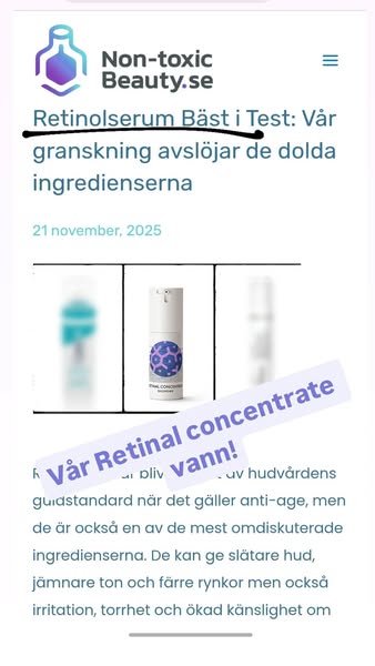 This ad is a screenshot of a webpage that is reviewing a retinol serum. The webpage is from a brand called Non-toxic Bea