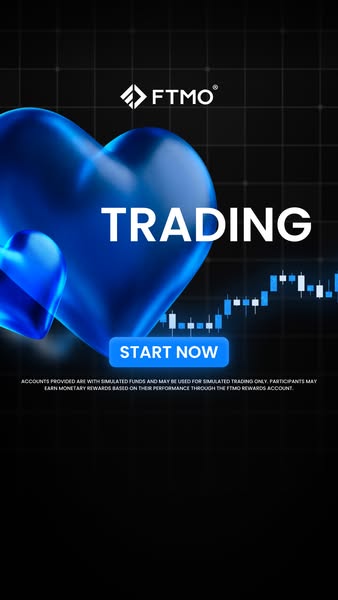 This ad promotes FTMO, a trading platform that offers simulated funds for trading with the potential to earn real moneta