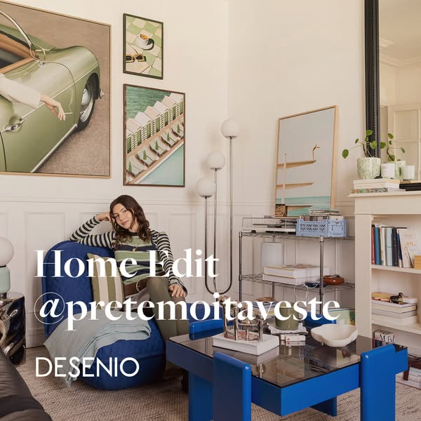 A lifestyle image ad showcasing Desenio posters in a home setting.