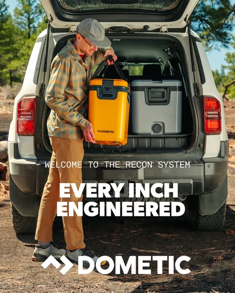 This ad showcases the Dometic Recon System, highlighting its rugged design and suitability for outdoor adventures. The a