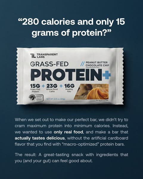 This ad promotes Transparent Labs protein bars as a healthier alternative to macro-optimized protein bars. The ad highli