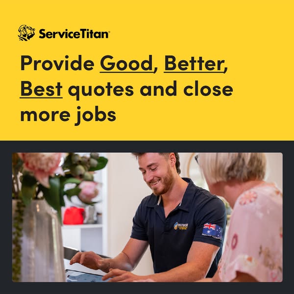 This ad for ServiceTitan highlights the ability to provide good, better, and best quotes to close more jobs. The ad feat