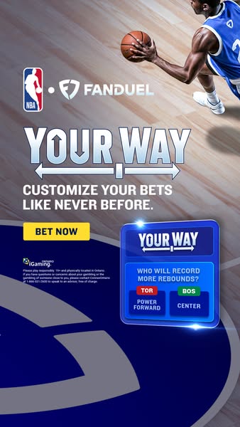 This image ad for Fanduel promotes the ability to customize bets on the platform. The ad features an NBA player in actio