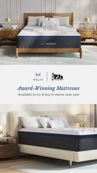 This image ad for Helix mattresses uses a visually simple, lifestyle-focused approach to highlight the product and its a