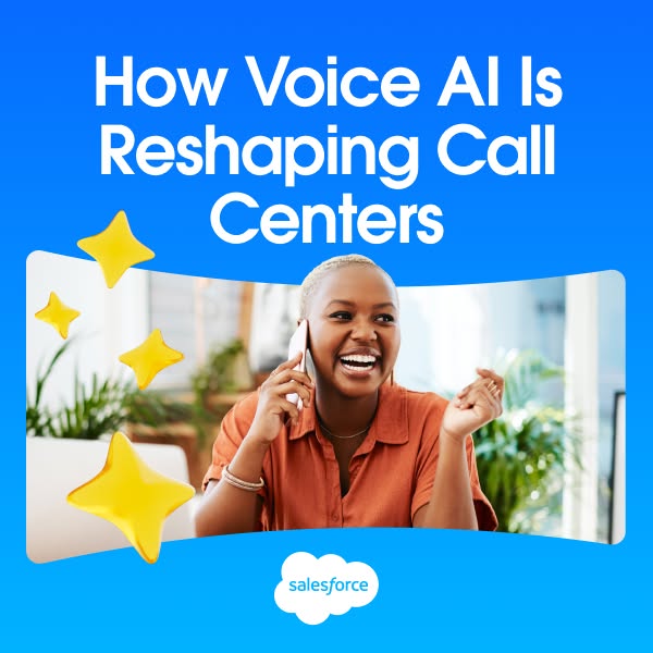 This ad promotes Salesforce's Voice AI technology for call centers, highlighting its potential to reshape the indust