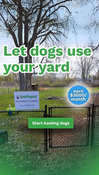 This image ad promotes Sniffspot, a service that allows people to rent out their yards for dogs to use. The ad features 