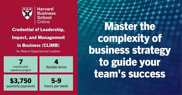 This ad for Harvard Business School Online promotes their Credential of Leadership, Impact, and Management in Business (