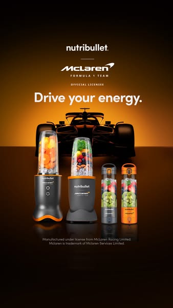 A Nutribullet ad shows two different blenders and two different portable cups that are the result of a brand partnership
