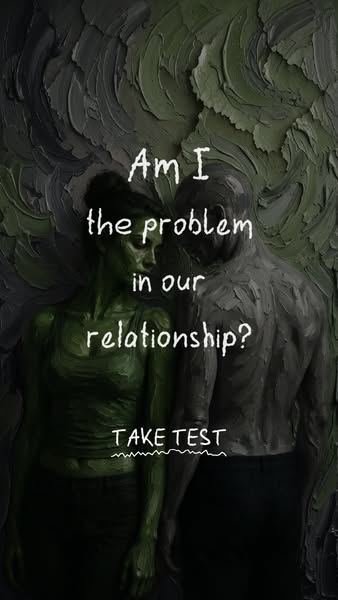 The image is a question followed by a CTA for relationship help. The question, "Am I the problem in our relationshi