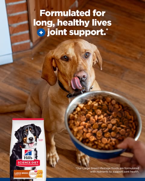 This ad promotes Hill's Science Diet dog food, emphasizing its formulation for long, healthy lives and joint support