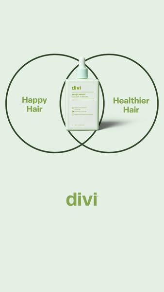 This ad for Divi scalp serum uses a Venn diagram to show the benefits of using the product. The ad highlights that the p