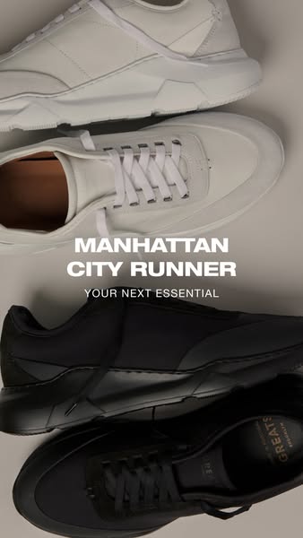 This ad showcases two different color variations of Greats' Manhattan City Runner shoe and implies that it is the ne