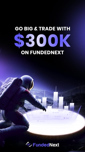 This ad for FundedNext features an astronaut on the moon, interacting with a holographic trading interface. The ad aims 