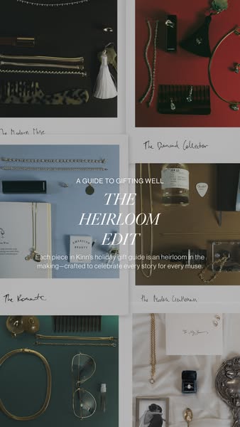 This ad is for Kinn's holiday gift guide. It features a collection of jewelry and accessories, presented in a grid f