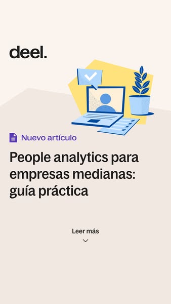 This ad promotes a new article on people analytics for medium-sized businesses. It features a simple illustration of a l