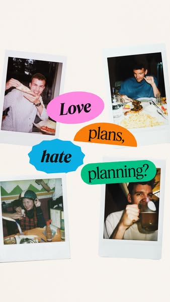 This image ad features four Polaroid photos of people eating, accompanied by text overlaid on the photos that asks if th