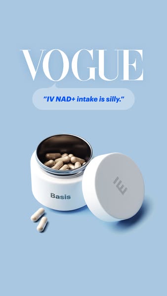 This ad for Basis NAD+ supplements uses an endorsement to establish trust and position the product as a superior alterna
