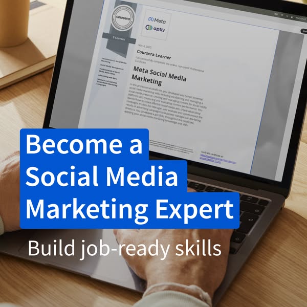 This ad is advertising a Meta Social Media Marketing course.