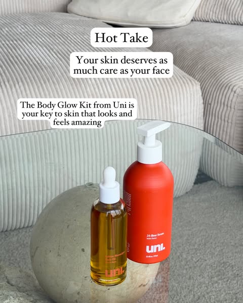 This ad showcases the Uni Body Glow Kit, emphasizing the importance of body skincare. It features the product against a 