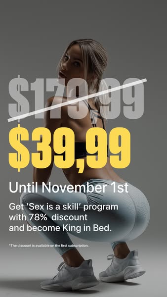 This image ad promotes a 'Sex is a skill' program with a 78% discount until November 1st, promising to help cust