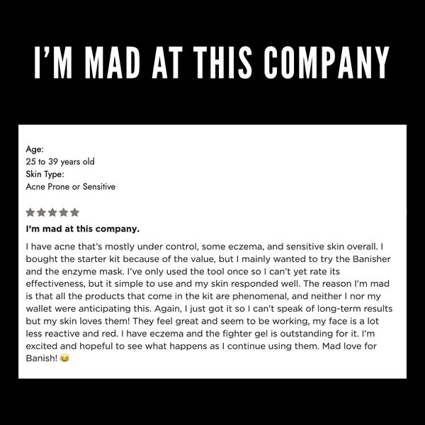 This ad features a customer testimonial about Banish products. The customer expresses initial skepticism but ultimately 