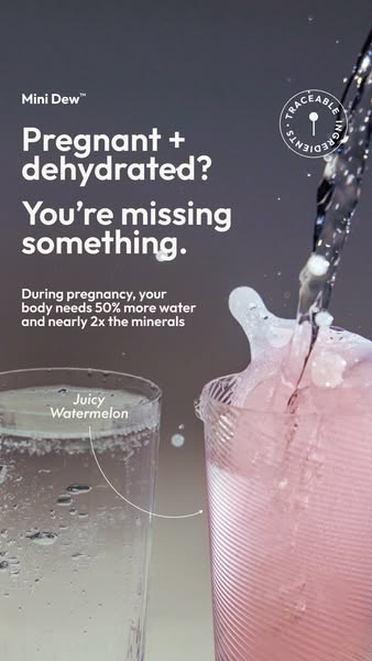 An image ad addressing dehydration during pregnancy and promoting a product to replenish minerals.