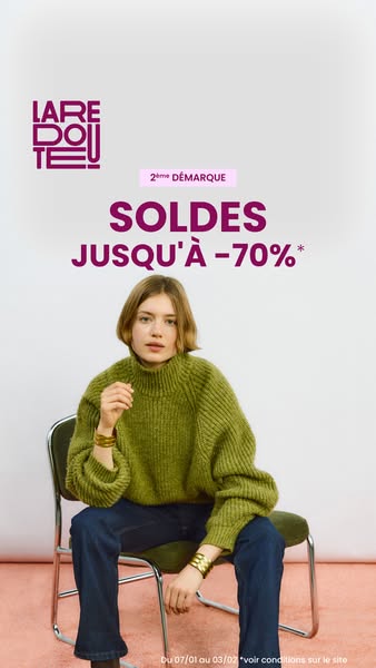The ad features a woman modeling a green sweater and gold bracelets, highlighting a sale with discounts up to 70% off. I