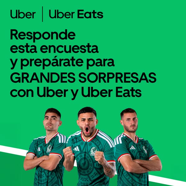 This ad features Uber and Uber Eats partnering with the Mexican national soccer team. The ad encourages users to respond