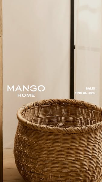 This ad promotes Mango Home's products, particularly highlighting a decorative basket, through a sale offer of up to
