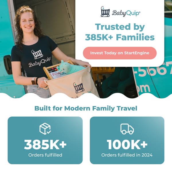 This ad for BabyQuip uses social proof by highlighting the number of families that trust the brand and the number of ord