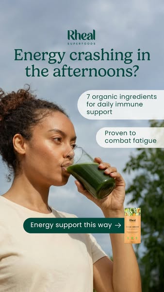 This ad is designed to appeal to people who experience an energy crash in the afternoons. The ad features an image of a 