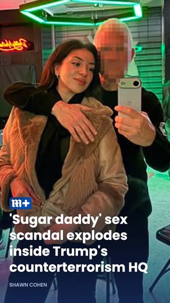 This ad uses an image of a couple in an embrace to highlight a news story about a 'sugar daddy' sex scandal.