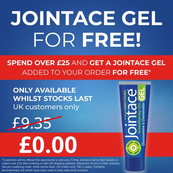 This image ad promotes Jointace Gel, offering it for free with purchases over £25. It emphasizes the limited availabilit