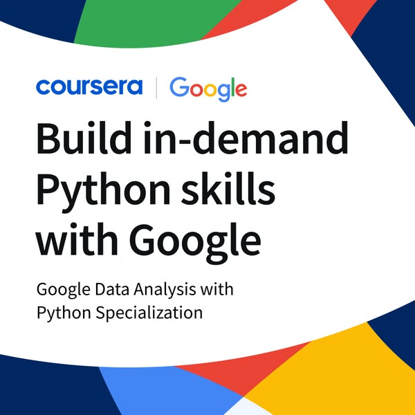 This ad promotes a Google Data Analysis with Python Specialization course on Coursera, emphasizing the opportunity to bu