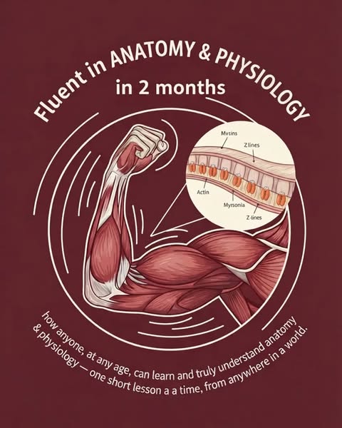 This image ad promotes a way to learn anatomy and physiology in two months through short, accessible lessons.
