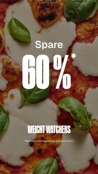 This image ad for Weight Watchers features a close-up shot of a pizza with a large discount offer layered on top. The ad