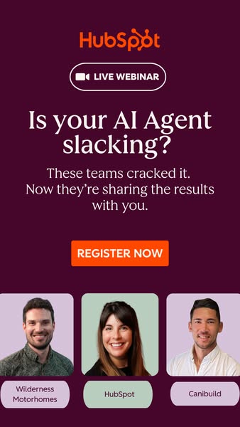 This ad is for a live webinar about AI agents. The ad features the headline 'Is your AI Agent slacking?' and enc